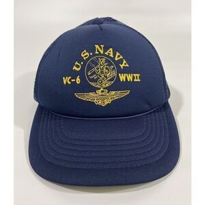Vintage WWII Veteran US Navy VC-6 Trucker Hat Cap Mesh Snapback READ